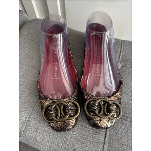 Jeffery Campbell Metallic Bronze Ballet Flats with Metal Rings Size 6
